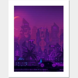 Cyberpunk city / vaporwave art Posters and Art